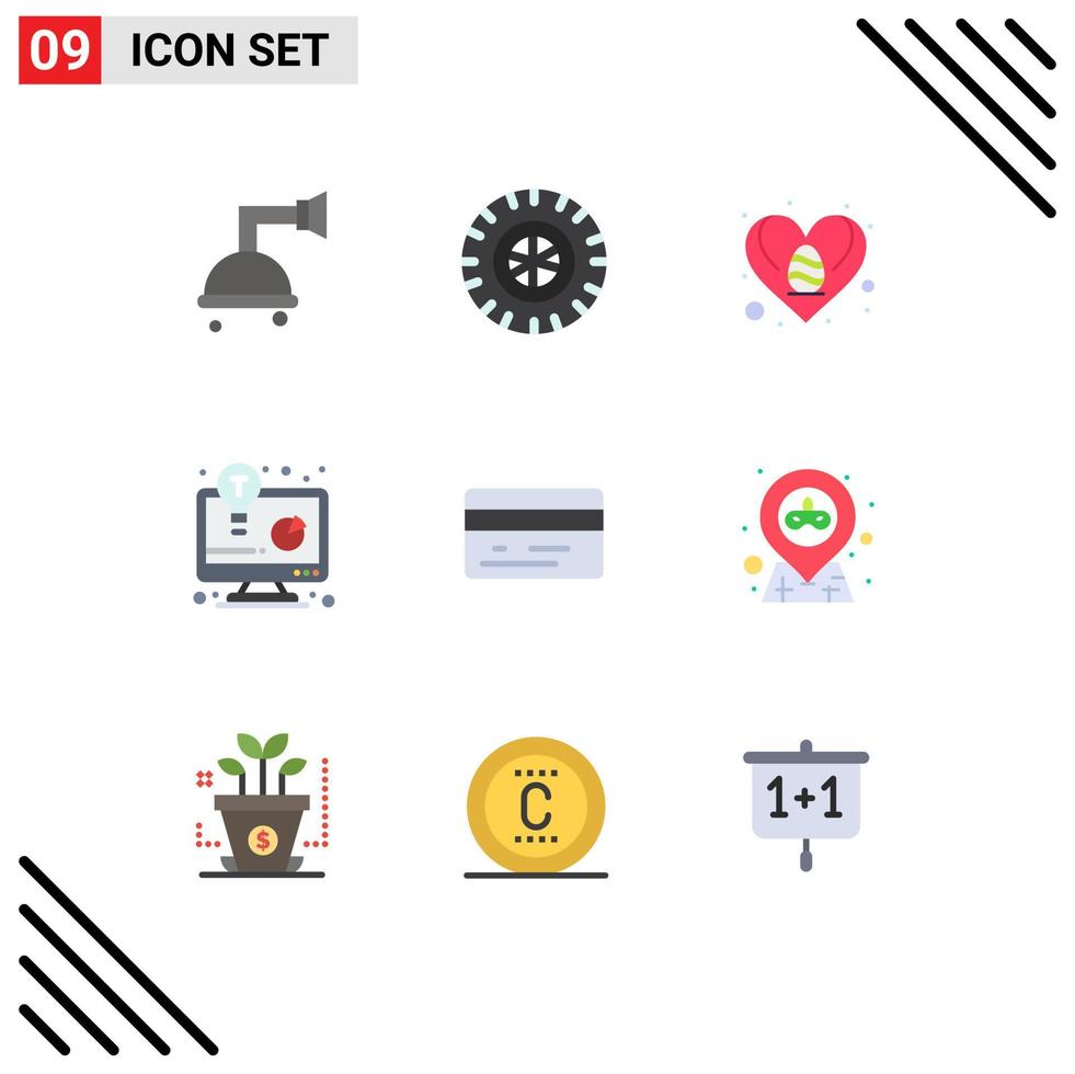 Stock Vector Icon Pack of 9 Line Signs and Symbols for location credit card heart back business report Editable Vector Design Elements
