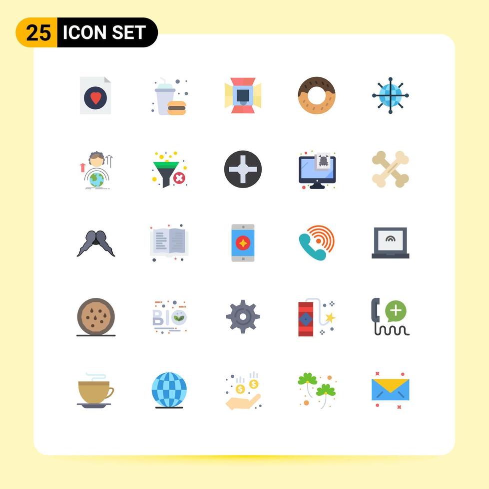 Stock Vector Icon Pack of 25 Line Signs and Symbols for abilities network light internet donut Editable Vector Design Elements