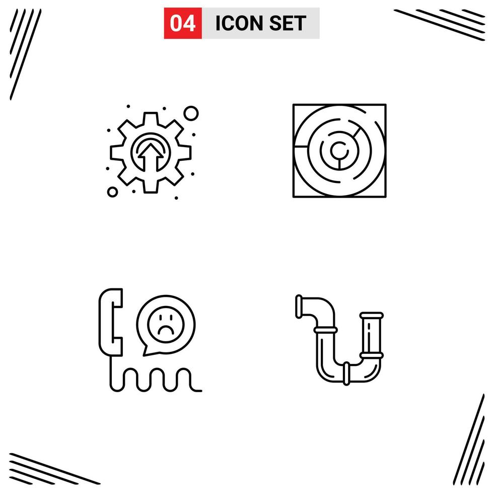 4 Line concept for Websites Mobile and Apps cogwheel contact mechanism labyrinth help Editable Vector Design Elements