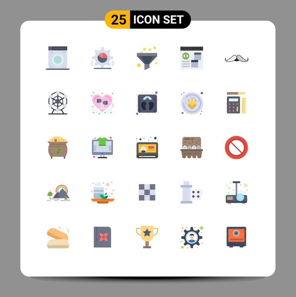 Set of 25 Modern UI Icons Symbols Signs for hipster development filter develop browser Editable Vector Design Elements