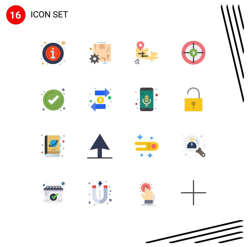 User Interface Pack of 16 Basic Flat Colors of management target canada marketing business Editable Pack of Creative Vector Design Elements