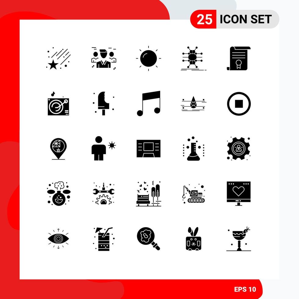 Set of 25 Vector Solid Glyphs on Grid for diploma certificate helios smart infrastructure Editable Vector Design Elements