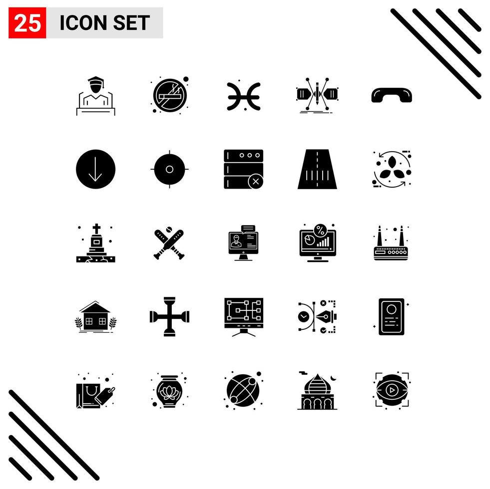 Solid Glyph Pack of 25 Universal Symbols of decline sketch astrology grid architect Editable Vector Design Elements