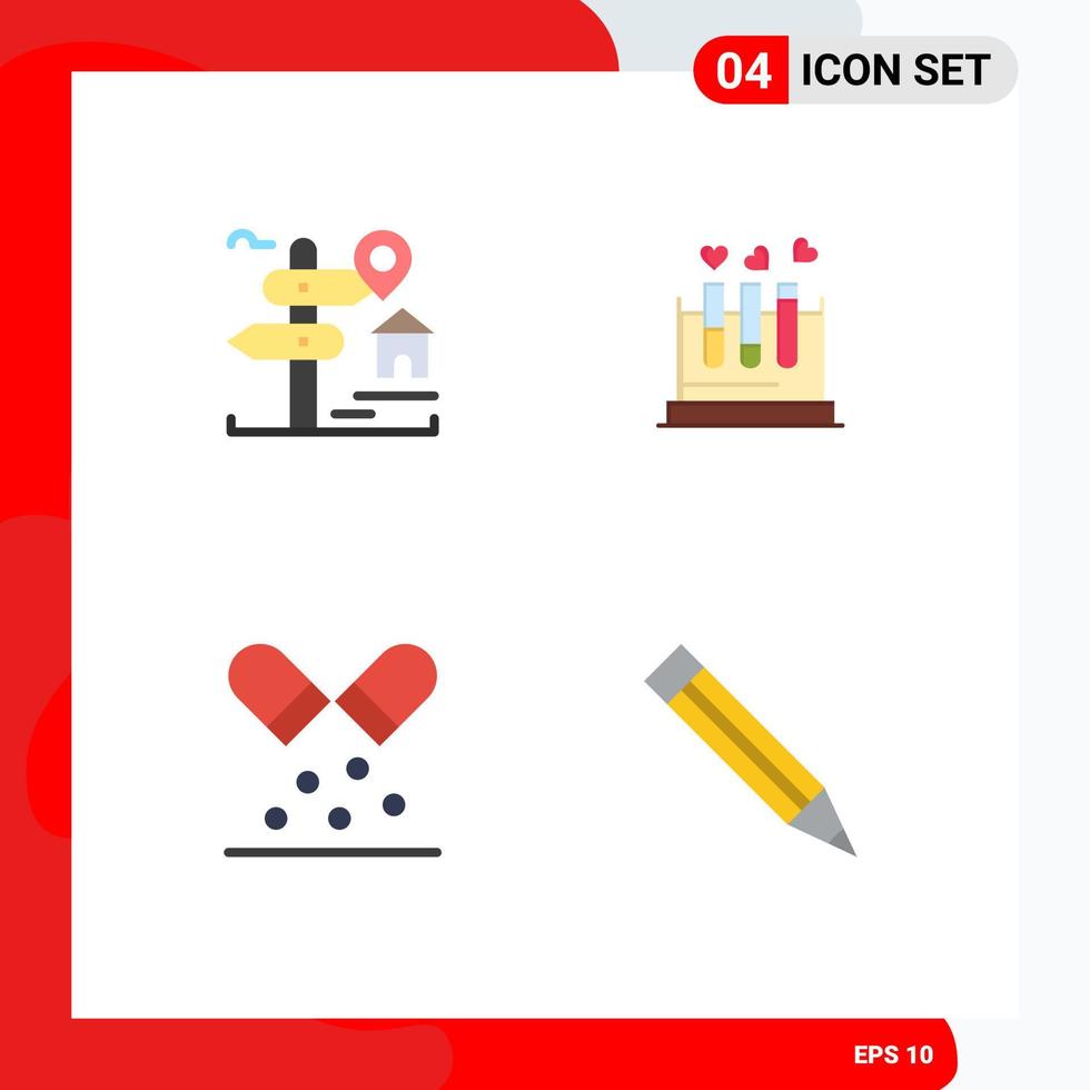 User Interface Pack of 4 Basic Flat Icons of location wedding real estate lab medication Editable Vector Design Elements