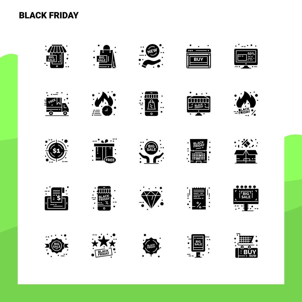 25 Black Friday Icon set Solid Glyph Icon Vector Illustration Template For Web and Mobile Ideas for business company
