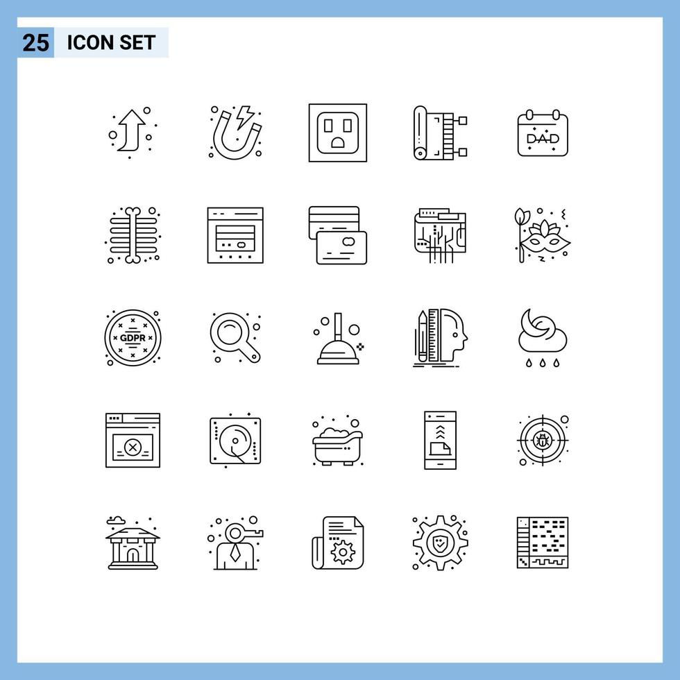 Set of 25 Vector Lines on Grid for fathers day date socket calendar prayer Editable Vector Design Elements