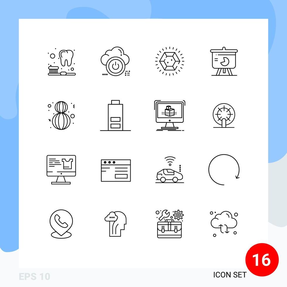 Set of 16 Commercial Outlines pack for eight march pie chart diamond sales chart Editable Vector Design Elements