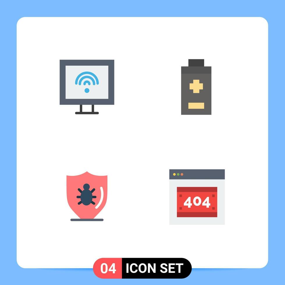 User Interface Pack of 4 Basic Flat Icons of entertainment protect tv plus shield Editable Vector Design Elements