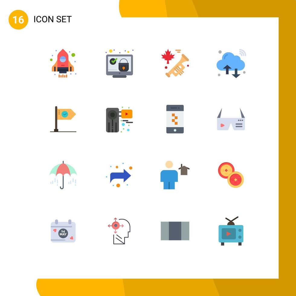 Universal Icon Symbols Group of 16 Modern Flat Colors of achieve wifi canada iot internet Editable Pack of Creative Vector Design Elements