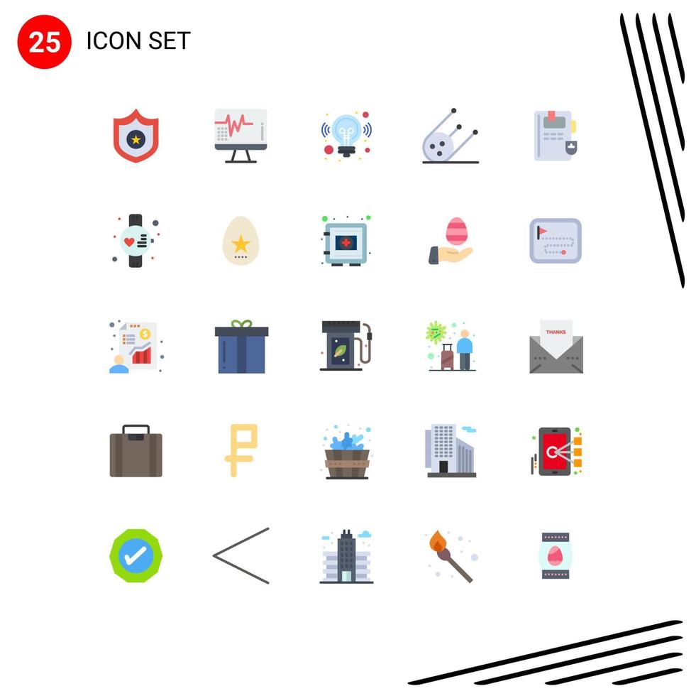 Paquete de 25 colores planos de interfaz de usuario de signos y símbolos modernos de elementos de diseño de vectores editables de lanzadera de libros de negocios de educación de gimnasia