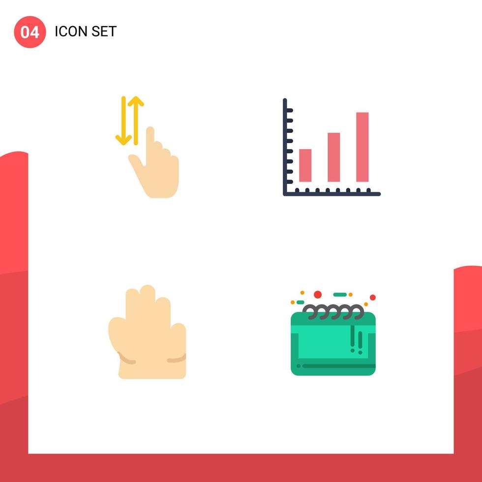 4 Thematic Vector Flat Icons and Editable Symbols of finger hand up statistics big sale Editable Vector Design Elements