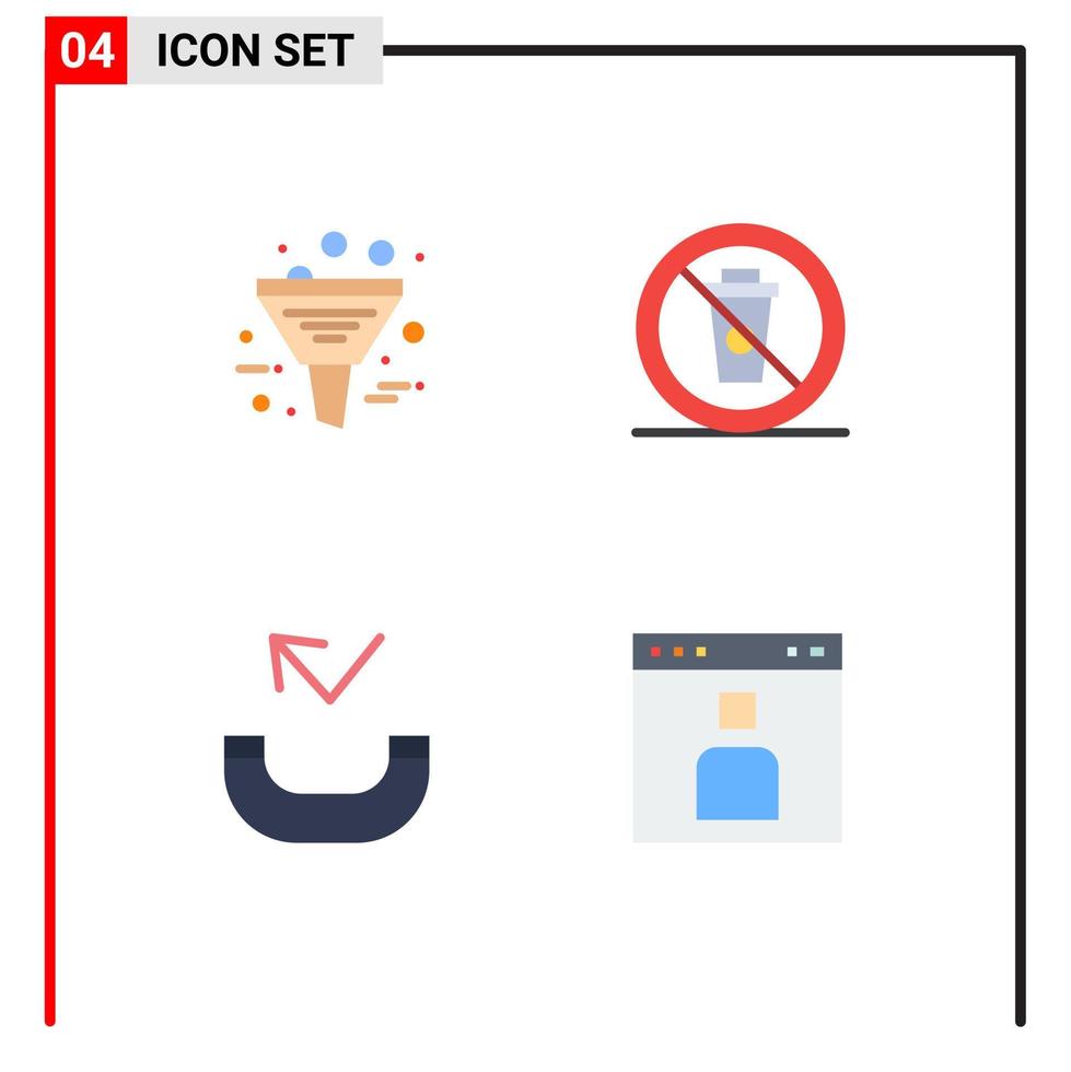 4 Universal Flat Icons Set for Web and Mobile Applications business restaurant management diet missed Editable Vector Design Elements