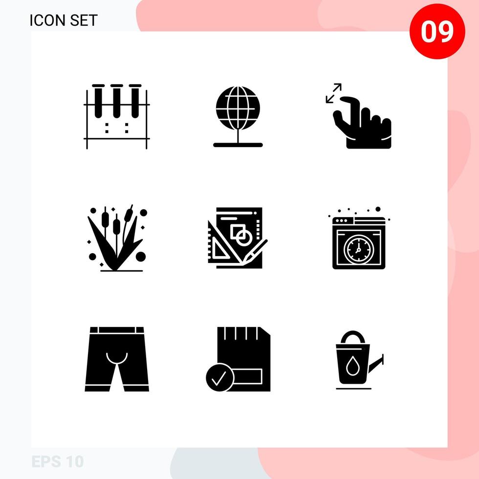 Mobile Interface Solid Glyph Set of 9 Pictograms of maize farm world crop zoom Editable Vector Design Elements