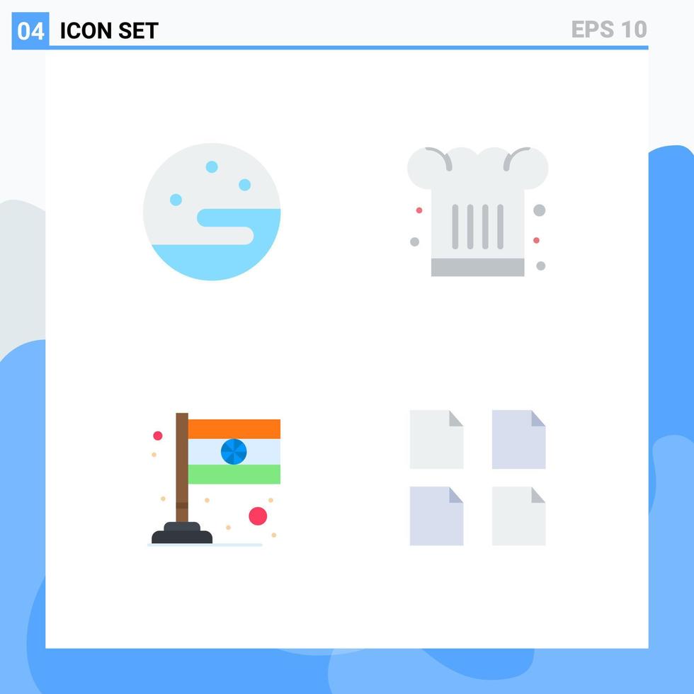 Group of 4 Modern Flat Icons Set for moon flag cafe cook documents Editable Vector Design Elements