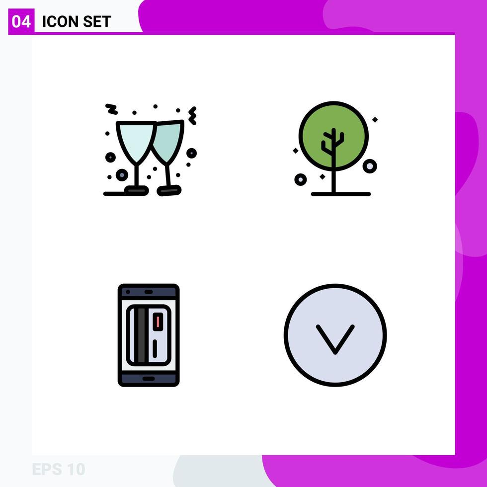 Modern Set of 4 Filledline Flat Colors Pictograph of beer cashless farming nature digital Editable Vector Design Elements