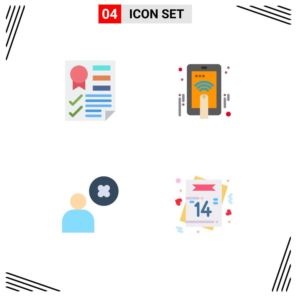 Flat Icon Pack of 4 Universal Symbols of data cross report hand touch profile Editable Vector Design Elements