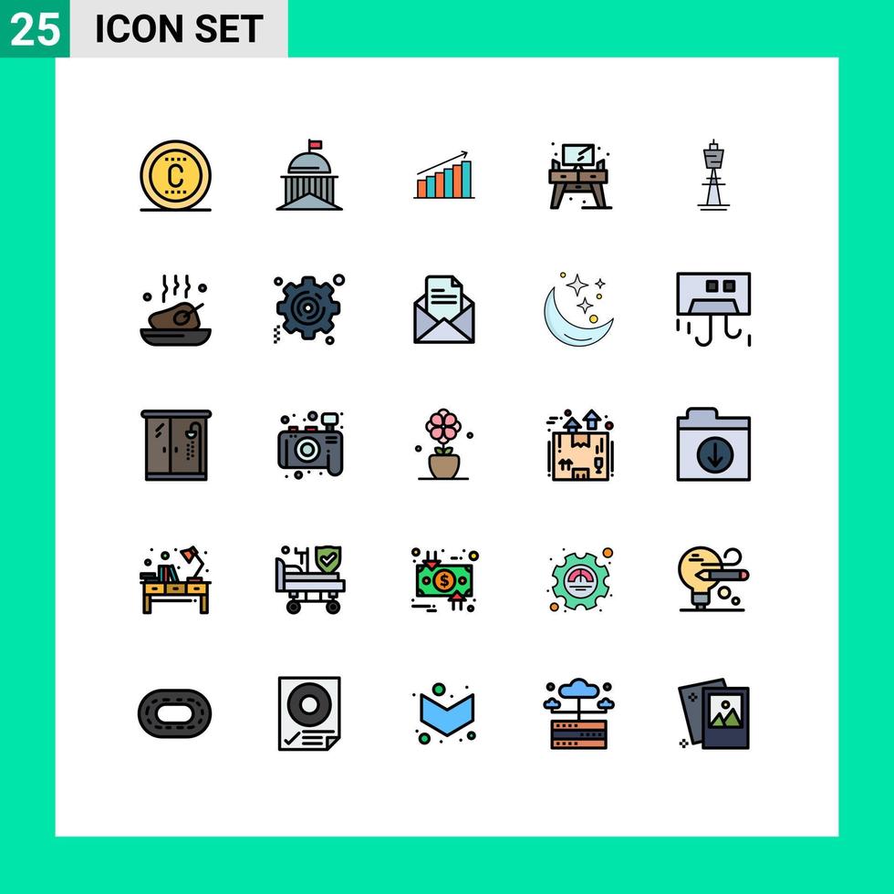 conjunto de pictogramas de 25 colores planos de línea llena simple de estadísticas de vida elementos de diseño de vector editables de negocios del mercado irlandés
