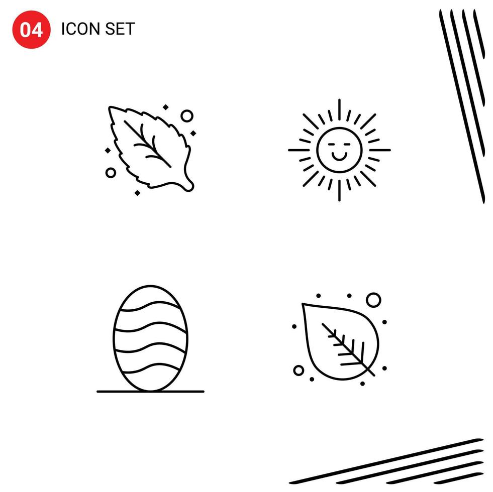 Universal Icon Symbols Group of 4 Modern Filledline Flat Colors of environment leaf beach baking plant Editable Vector Design Elements