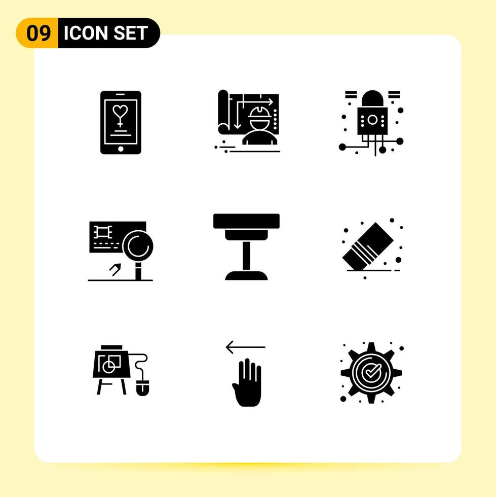 9 Thematic Vector Solid Glyphs and Editable Symbols of decor detection cyber card analysis Editable Vector Design Elements