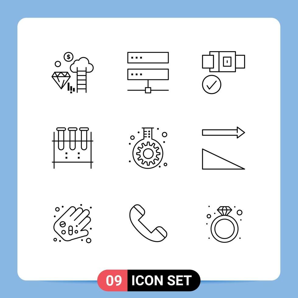 9 Universal Outline Signs Symbols of cog lab glassware network lab flask chemical flask Editable Vector Design Elements