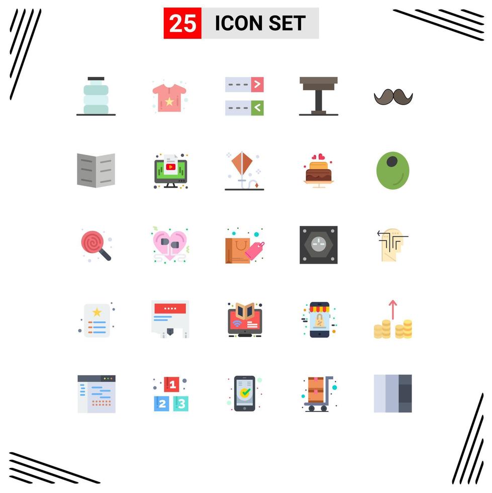 Set of 25 Modern UI Icons Symbols Signs for moustache interior shirt furniture chair Editable Vector Design Elements