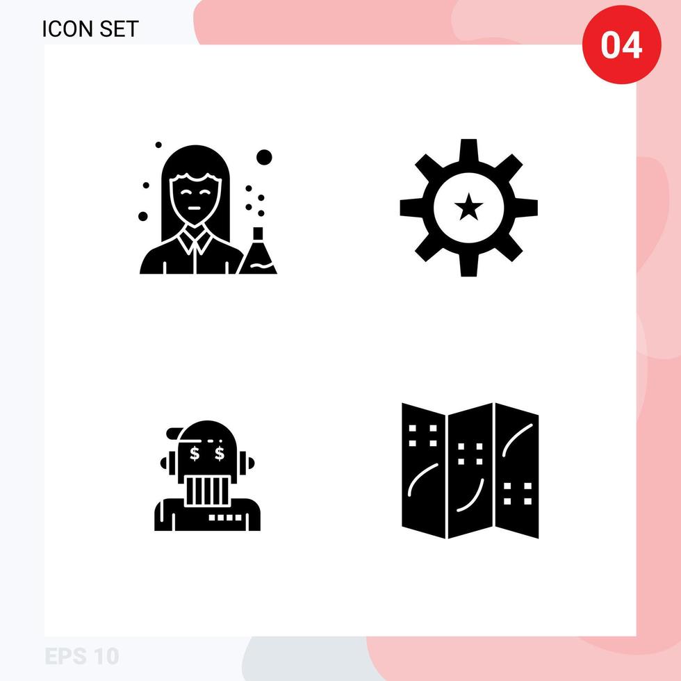 Mobile Interface Solid Glyph Set of Pictograms of chemist skill pharmacy human adviser Editable Vector Design Elements