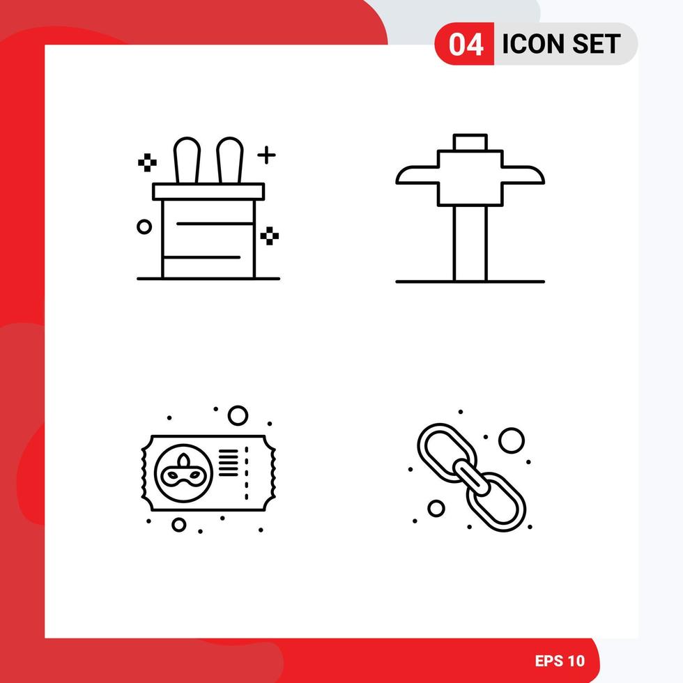 Pictogram Set of 4 Simple Filledline Flat Colors of magic trick link pick mask web link Editable Vector Design Elements