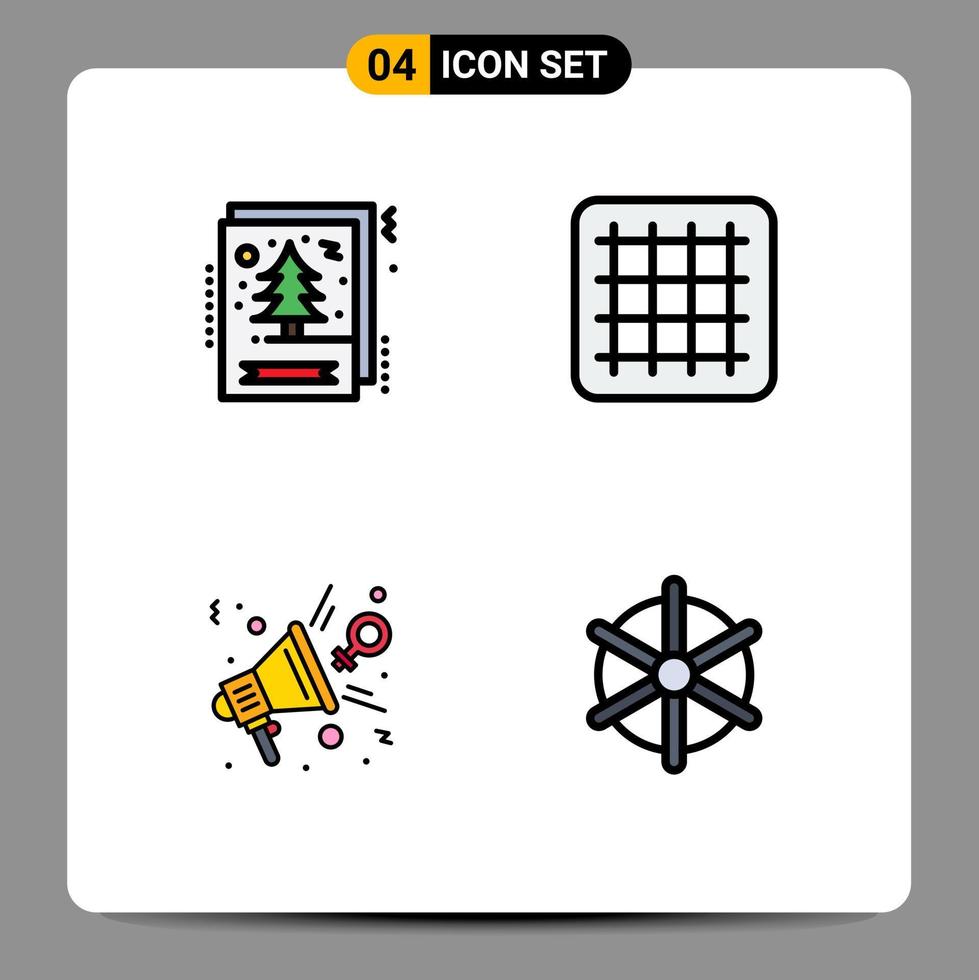 4 Creative Icons Modern Signs and Symbols of card presentation xmas feedback boat Editable Vector Design Elements