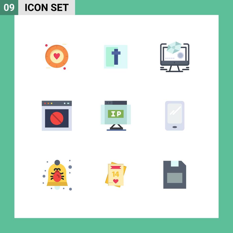 Universal Icon Symbols Group of 9 Modern Flat Colors of internet web animation warning app Editable Vector Design Elements