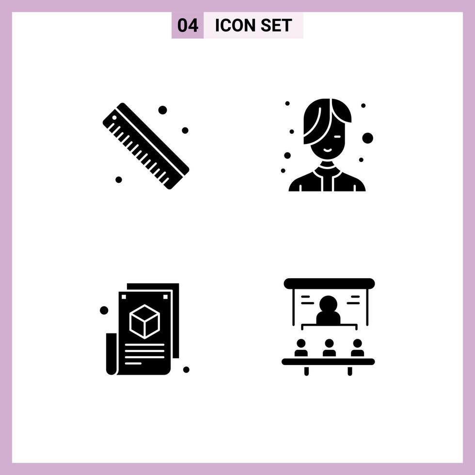 4 Creative Icons Modern Signs and Symbols of measure blogging beauty salon design Editable Vector Design Elements