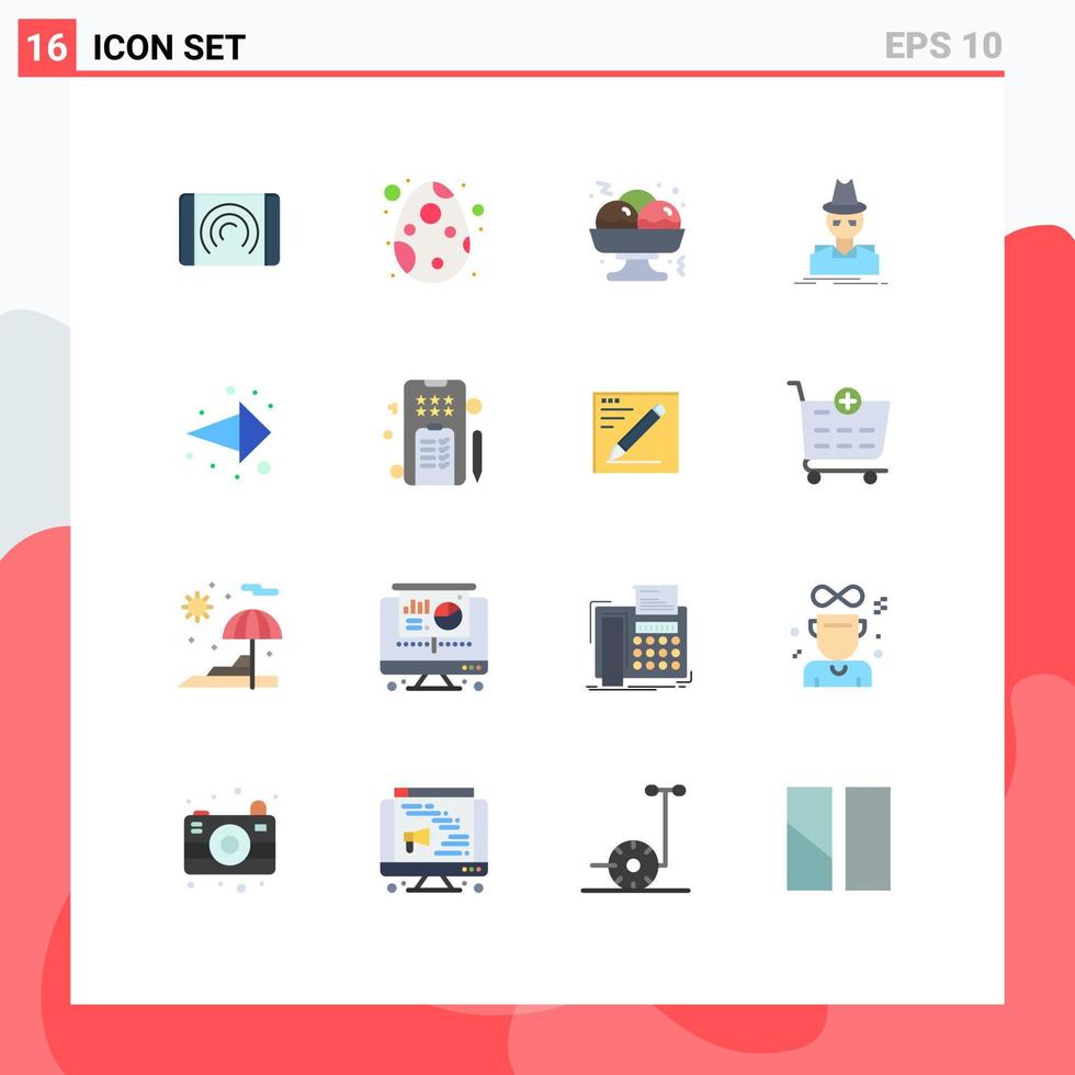 Editable Vector Line Pack of 16 Simple Flat Colors of direction thief takoyaki spy hacker Editable Pack of Creative Vector Design Elements