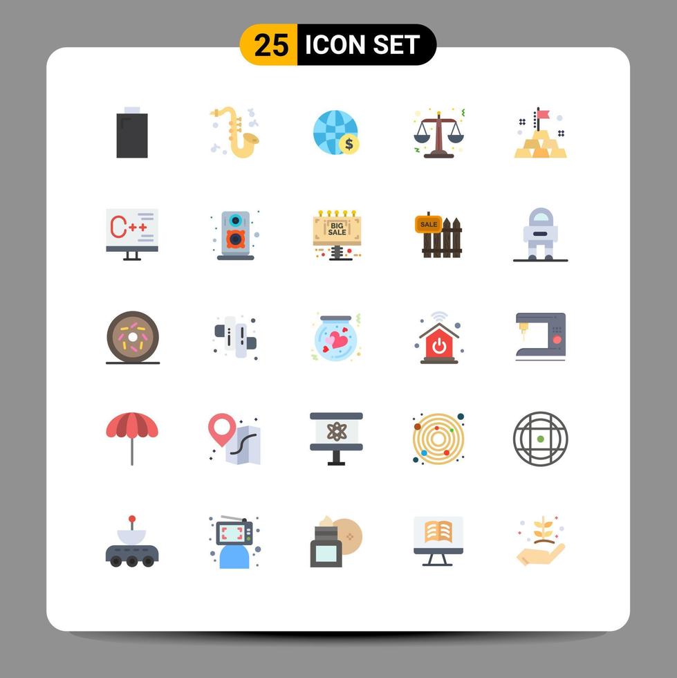 Group of 25 Modern Flat Colors Set for coding investment dollar gold law Editable Vector Design Elements