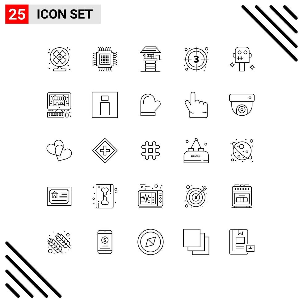 Line Pack of 25 Universal Symbols of video movie information film well Editable Vector Design Elements