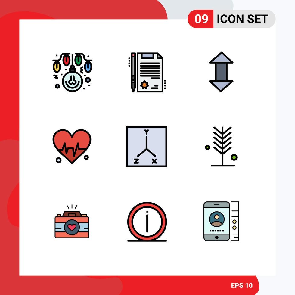 Stock Vector Icon Pack of 9 Line Signs and Symbols for eco location arrows coordinates heart Editable Vector Design Elements