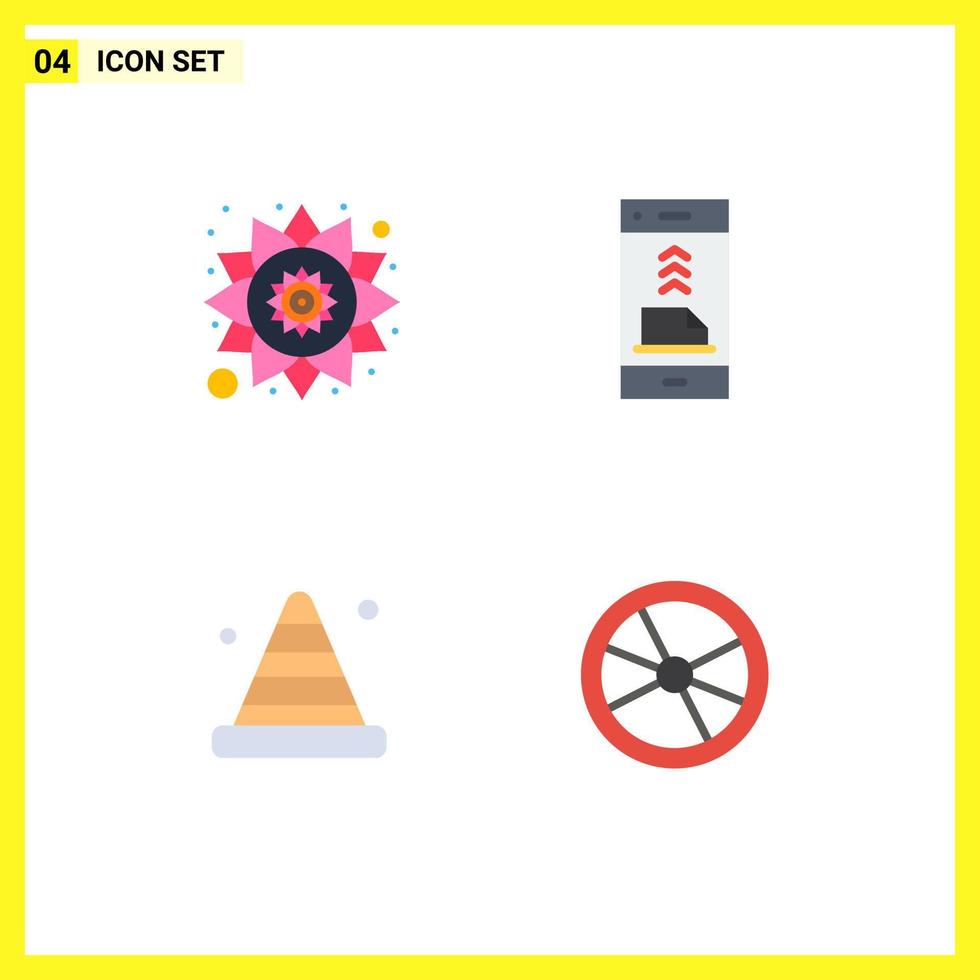 Flat Icon Pack of 4 Universal Symbols of india bumper communication file road Editable Vector Design Elements
