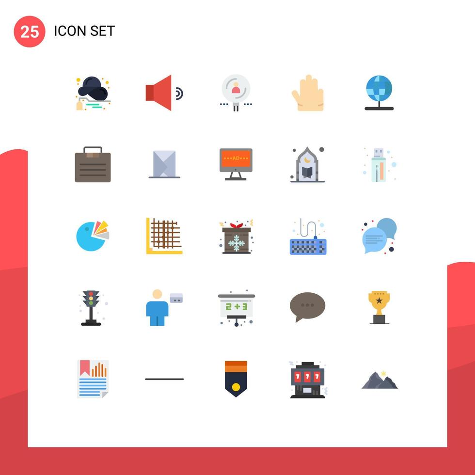 Flat Color Pack of 25 Universal Symbols of navigation hand find four recruitment Editable Vector Design Elements