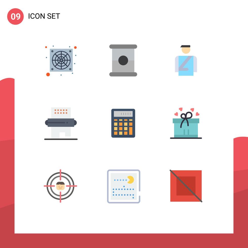 Group of 9 Modern Flat Colors Set for business calculator man pin food Editable Vector Design Elements