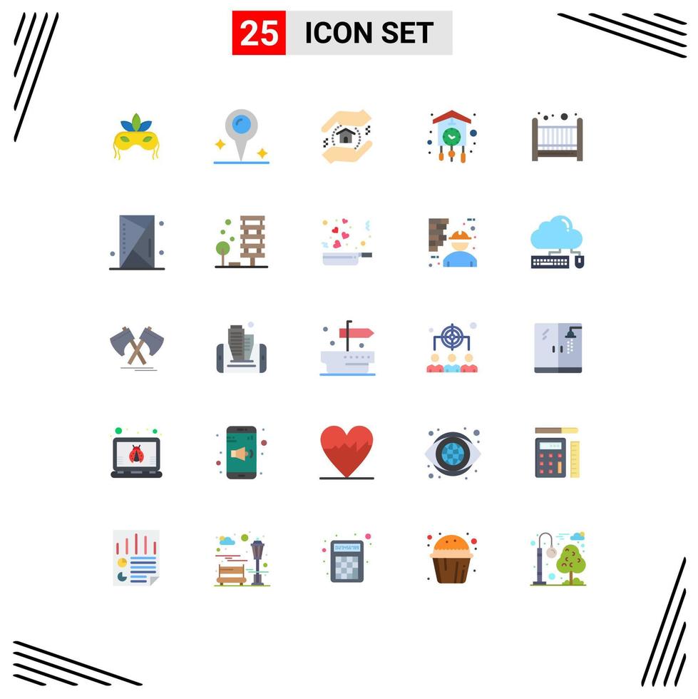 Set of 25 Modern UI Icons Symbols Signs for cradle baby real estate old clock Editable Vector Design Elements