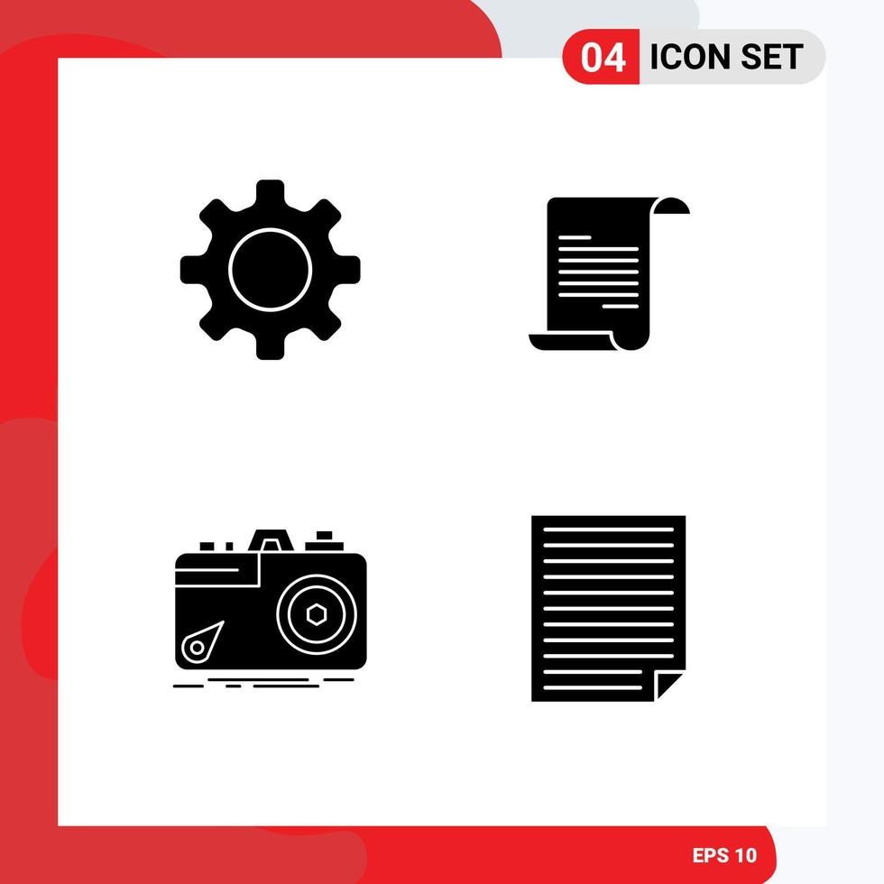Group of 4 Solid Glyphs Signs and Symbols for basic capture setting greece aperture Editable Vector Design Elements