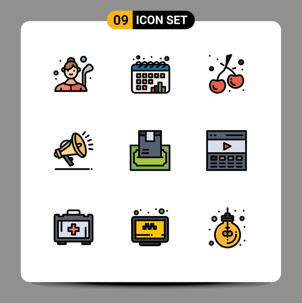 Set of 9 Modern UI Icons Symbols Signs for delivery buy graph speaker gdpr Editable Vector Design Elements