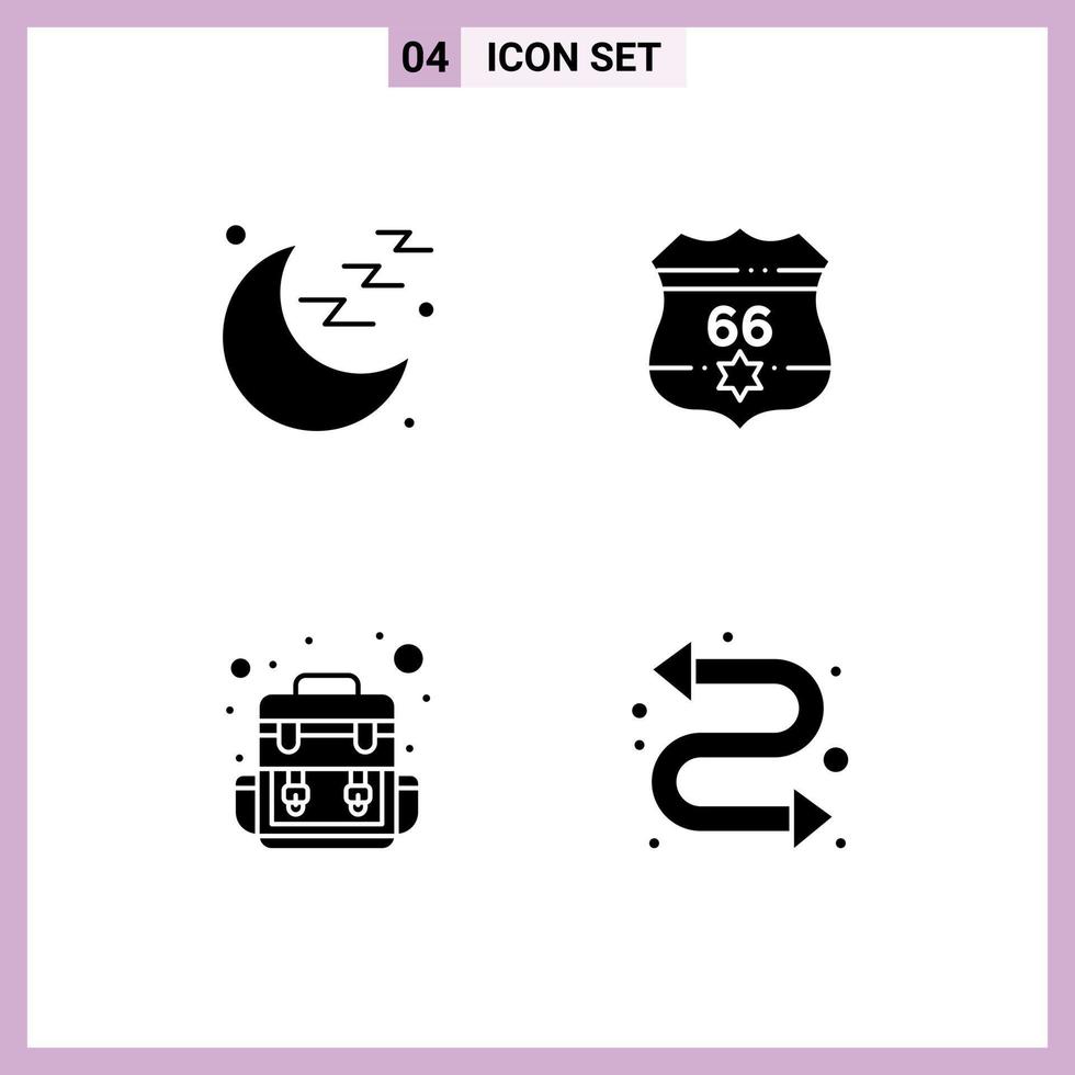 4 Thematic Vector Solid Glyphs and Editable Symbols of medical traveling american security repeat Editable Vector Design Elements