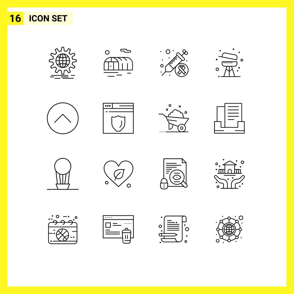 User Interface Pack of 16 Basic Outlines of media summer cancer equipment barbecue Editable Vector Design Elements