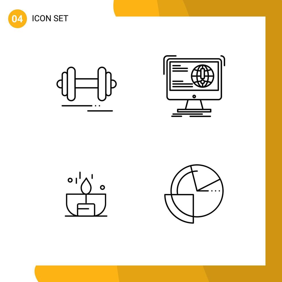 4 Creative Icons Modern Signs and Symbols of dumbbell candle motivation development light Editable Vector Design Elements