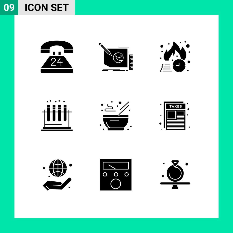 Pack of 9 creative Solid Glyphs of test lab page sale discount Editable Vector Design Elements