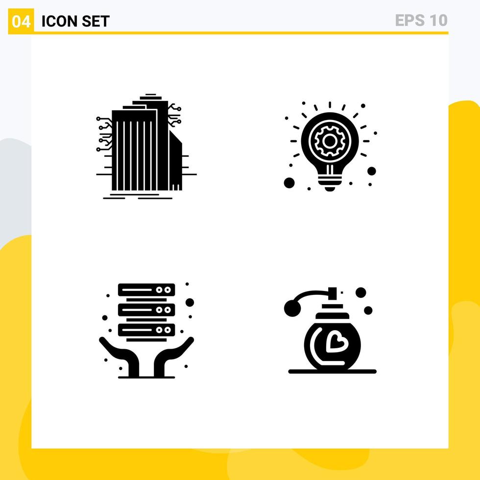 Set of 4 Modern UI Icons Symbols Signs for building internet hosting connected idea shared Editable Vector Design Elements