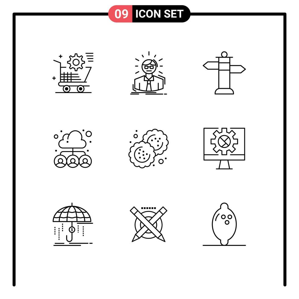 9 Universal Outlines Set for Web and Mobile Applications user people person group street Editable Vector Design Elements