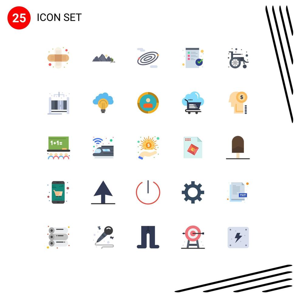 25 Universal Flat Colors Set for Web and Mobile Applications home wheel rotation medical checkout Editable Vector Design Elements