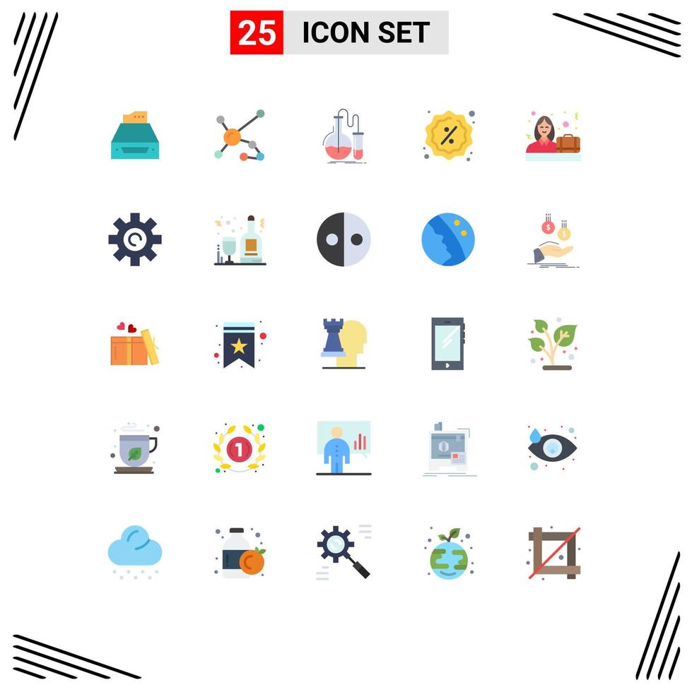 25 Creative Icons Modern Signs and Symbols of badge research biochemistry flask analysis Editable Vector Design Elements