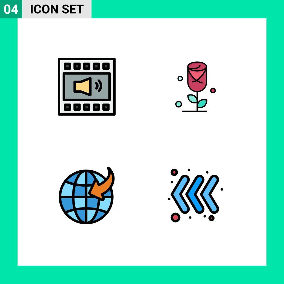4 Filledline Flat Color concept for Websites Mobile and Apps amplifier globe speaker rose arrow Editable Vector Design Elements