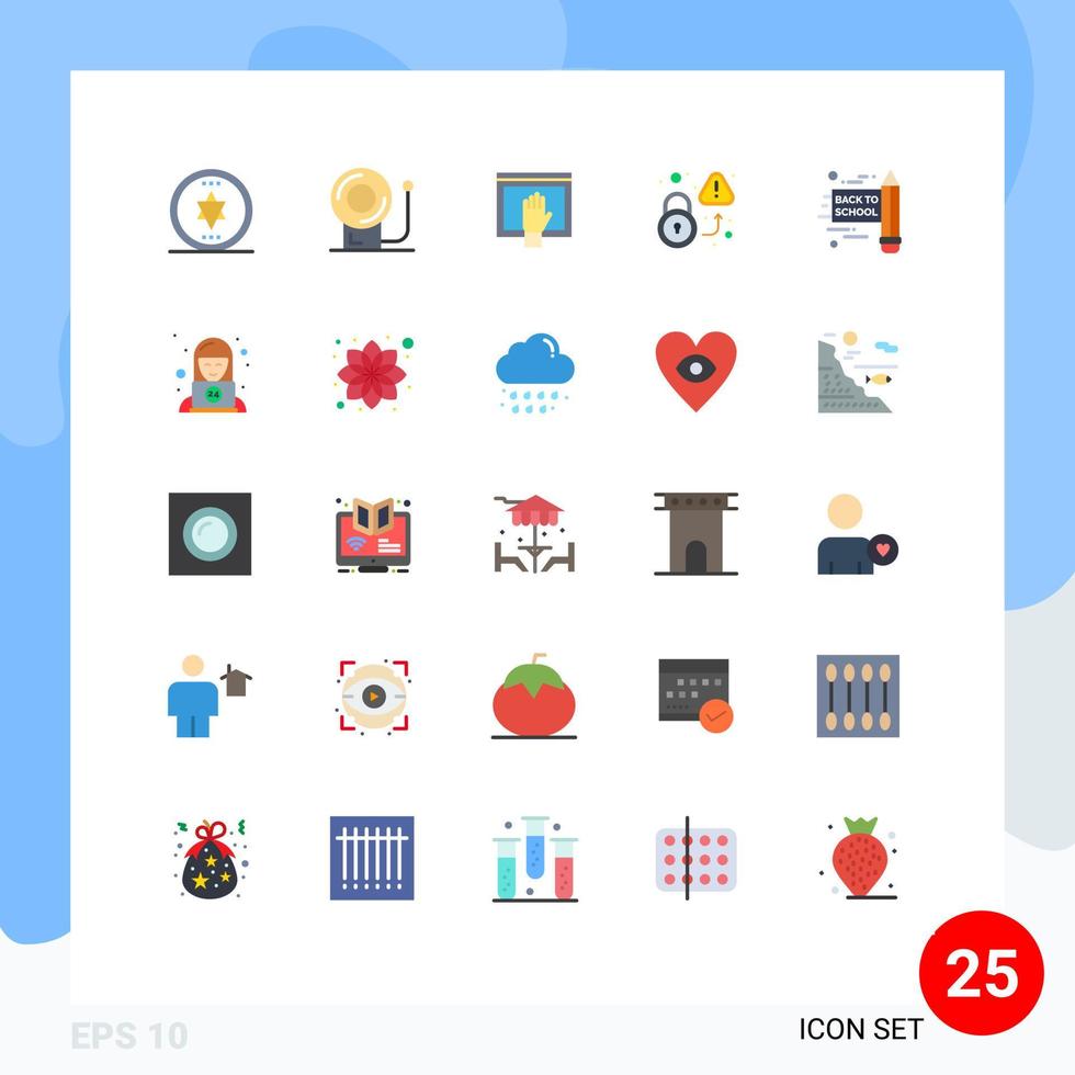 conjunto de 25 iconos de interfaz de usuario modernos signos de símbolos para elementos de diseño de vector editables asegurados de advertencia libre de virus de lápiz